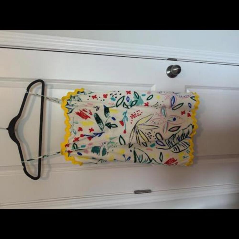 Multi Color Linen Mini‎ Dress - Abstract Print